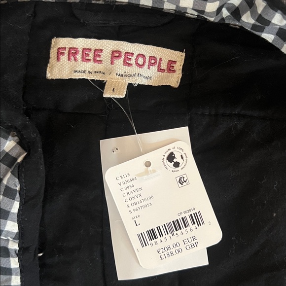 Free People Chloe Gingham Jacket Black White New with Tags - Picture 5 of 8